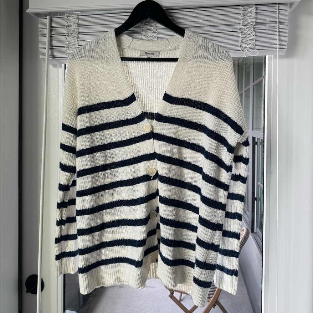 Madewell striped cotton oversized cardigan